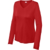 Custom Sport-Tek Womens Long Sleeve PosiCharge Competitor V-Neck Tee. Deep Red