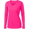 Custom Sport-Tek Womens Long Sleeve PosiCharge Competitor V-Neck Tee. Neon Pink
