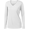 Custom Sport-Tek Womens Long Sleeve PosiCharge Competitor V-Neck Tee. White