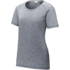 Custom Sport-Tek Womens PosiCharge Tri-Blend Wicking Scoop Neck Raglan Tee. True Navy Blue Heather