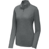 Custom Sport-Tek Womens PosiCharge Tri-Blend Wicking 1/4-Zip Pullover. Dark Grey Hthr