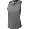 Custom Sport-Tek Womens PosiCharge Tri-Blend Wicking Draft Hoodie Tank. True Navy Blue/Dark Gray Heather