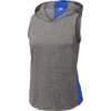 Custom Sport-Tek Womens PosiCharge Tri-Blend Wicking Draft Hoodie Tank. True Royal Blue/Dark Gray Heather