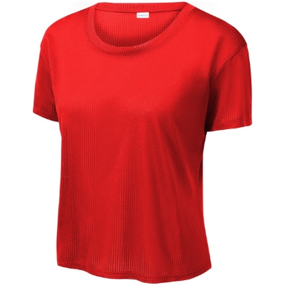 Custom Sport-Tek Womens PosiCharge Draft Crop Tee. True Red