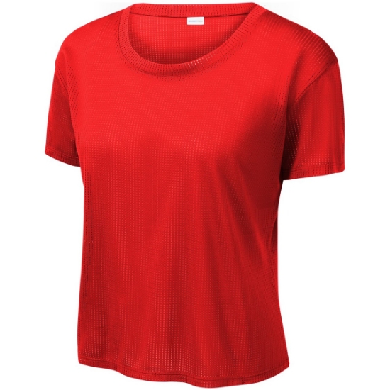Custom Sport-Tek Womens PosiCharge Draft Crop Tee. True Red