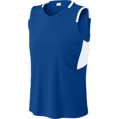 Custom Sport-Tek Womens Club Sleeveless V-Neck True Royal Blue/White