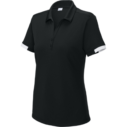 Custom Sport-Tek Womens Club Colorblock Polo Black/White