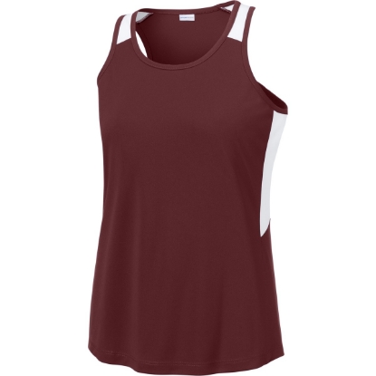 Custom Sport-Tek Womens Club Track Tank Maroon Red/White