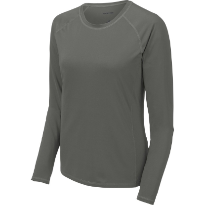Custom Sport-Tek Womens Long Sleeve Rashguard Tee. Dark Smoke Gray