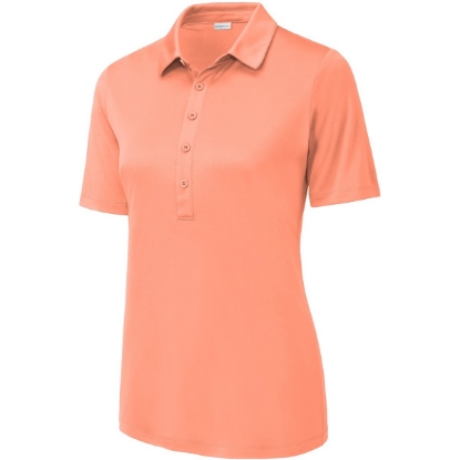Custom Sport-Tek Womens Posi-UV Pro Polo. Soft Coral Orange