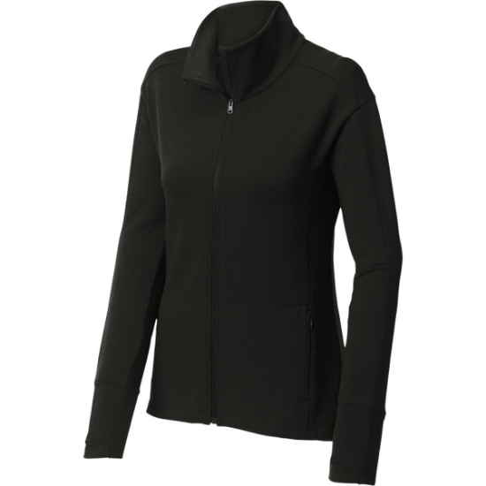 Custom Sport-Tek Womens Sport-Wick Flex Fleece Full-Zip. Black