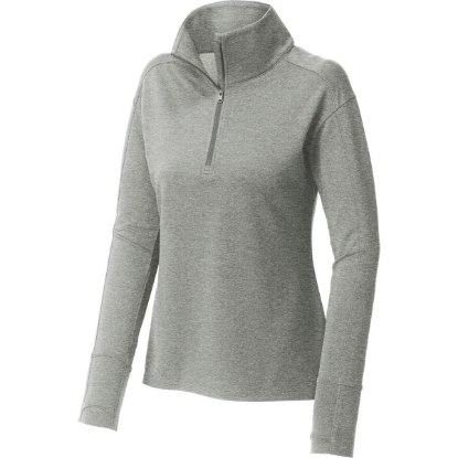 Custom Sport-Tek Womens Sport-Wick Flex Fleece 1/4-Zip. LtGreyHt