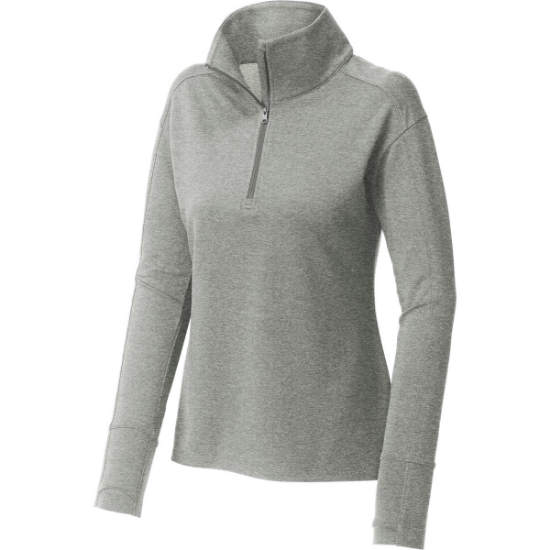 Custom Sport-Tek Womens Sport-Wick Flex Fleece 1/4-Zip. LtGreyHt