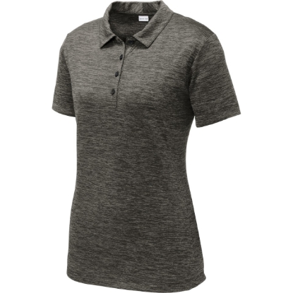 Custom Sport-Tek Womens PosiCharge Electric Heather Polo. Grey-Black Ele