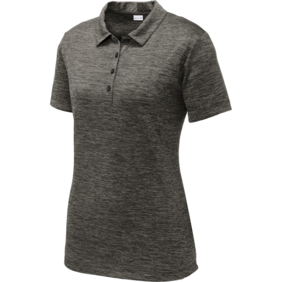 Custom Sport-Tek Womens PosiCharge Electric Heather Polo. Grey-Black Ele