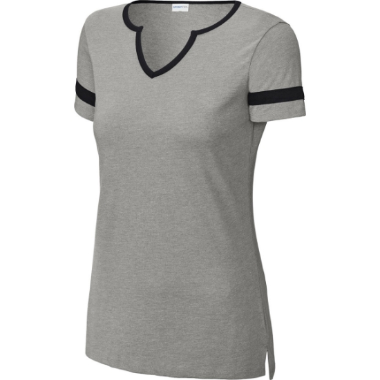 Custom Sport-Tek Womens Halftime Notch Neck Tee Vintage Hthr Gray/Black