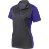 Custom Sport-Tek Womens Colorblock Micropique Sport-Wick Polo. Iron Gray/Purple