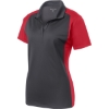 Custom Sport-Tek Womens Colorblock Micropique Sport-Wick Polo. Iron Gray/True Red