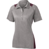 Custom Sport-Tek Womens Heather Colorblock Contender Polo. Vintage Heather Gray/Maroon Red