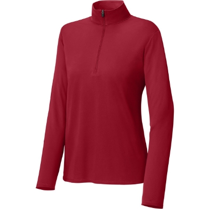 Custom Sport-Tek Womens Micropique Sport-Wick 1/4-Zip Deep Red