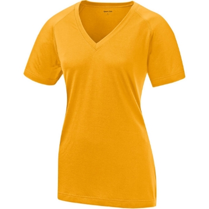 Custom Sport-Tek Womens Ultimate Performance V-Neck. Gold