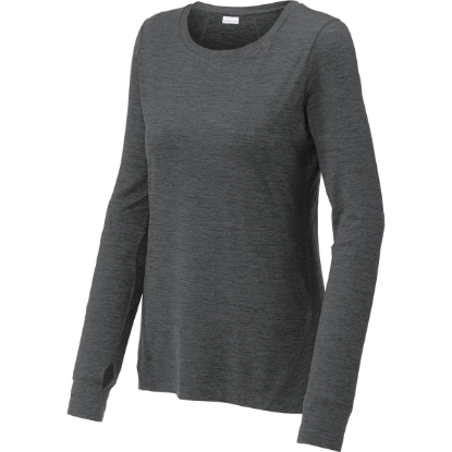 Custom Sport-Tek Womens Exchange 1.5 Long Sleeve Crew Graphite Heather Gray