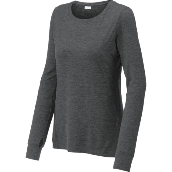 Custom Sport-Tek Womens Exchange 1.5 Long Sleeve Crew Graphite Heather Gray