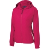 Custom Sport-Tek Womens Colorblock Hooded Raglan Jacket. Pink Rasp/Wht