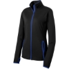 Custom Sport-Tek Womens Sport-Wick Stretch Contrast Full-Zip Jacket. Black/True Royal Blue