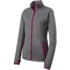 Custom Sport-Tek Womens Sport-Wick Stretch Contrast Full-Zip Jacket. Charcoal Gray Heather/Pink Rush