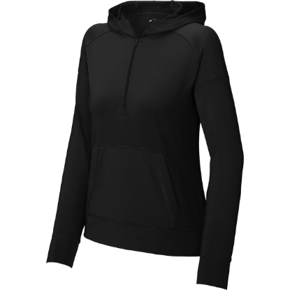 Custom Sport-Tek Womens Sport-Wick Stretch 1/2-Zip Hoodie Black