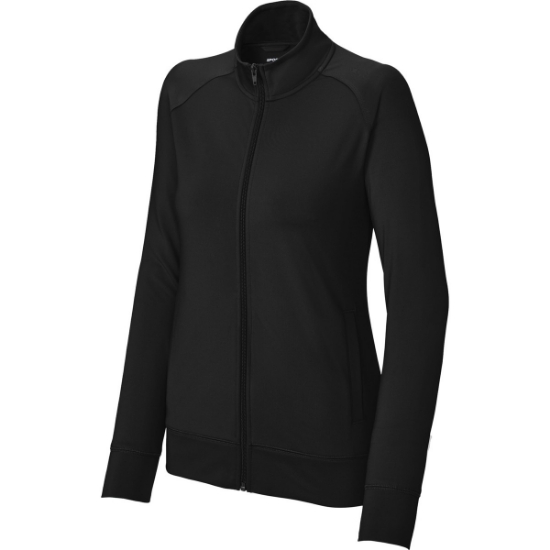 Custom Sport-Tek Womens Sport-Wick Stretch Full-Zip Cadet Jacket Black