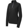 Custom Sport-Tek Womens Sport-Wick Textured 1/4-Zip Pullover. Black