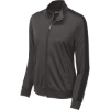 Custom Sport-Tek Womens Tricot Sleeve Stripe Track Jacket. Graph Grey/Blk