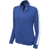 Custom Sport-Tek Womens Tricot Sleeve Stripe Track Jacket. True Royal/Wht