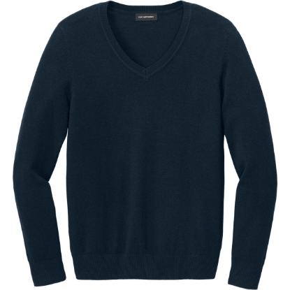 Custom Port Authority Womens Easy Care V-Neck Sweater River Blue Navy