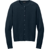 Custom Port Authority Womens Easy Care Crewneck Cardigan Sweater River Blue Navy