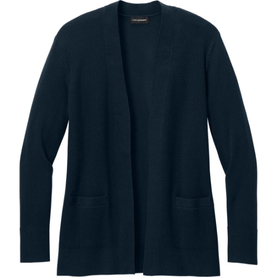 Custom Port Authority Womens Easy Care Open-Front Cardigan Sweater River Blue Navy