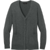 Custom Port Authority Womens Easy Care Button-Up Cardigan Sweater Charcoal Heather Gray