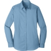 Custom Port Authority Womens Long Sleeve Carefree Poplin Shirt. Carolina Blue