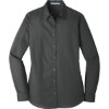 Custom Port Authority Womens Long Sleeve Carefree Poplin Shirt. Graphite Gray