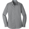 Custom Port Authority Womens Long Sleeve Carefree Poplin Shirt. Gusty Grey