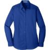 Custom Port Authority Womens Long Sleeve Carefree Poplin Shirt. True Royal Blue