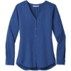 Custom Port Authority Womens Long Sleeve Button-Front Blouse. True Blue