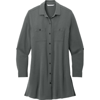 Custom Port Authority Womens Textured Crepe Long Tunic Graphite Gray
