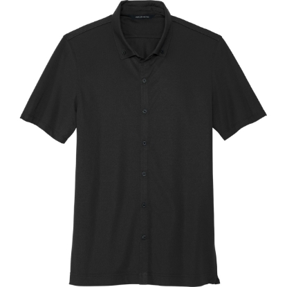 Custom Mercer+Mettle Stretch Pique Full-Button Polo Deep Black
