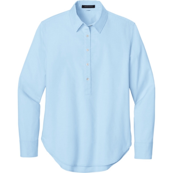 Custom Mercer+Mettle Womens Long Sleeve Modern Oxford Shirt Light Blue