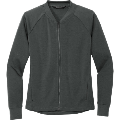 Custom Mercer+Mettle Womens Double-Knit Bomber AnchorGrey