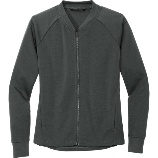 Custom Mercer+Mettle Womens Double-Knit Bomber AnchorGrey