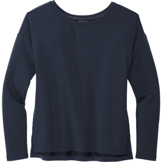 Custom Mercer+Mettle Womens Stretch Drop Shoulder Pullover Night Navy Blue